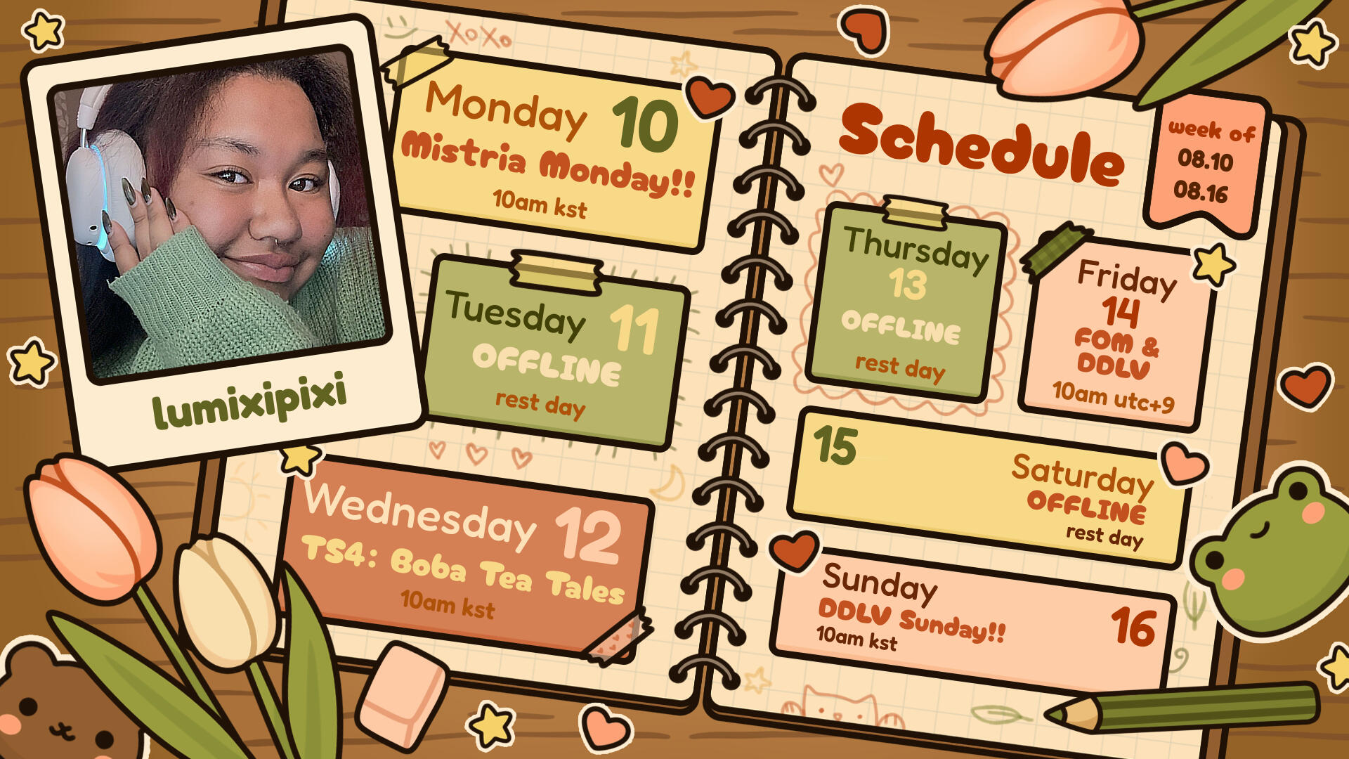 twitch schedule: 08/10 - 08/16